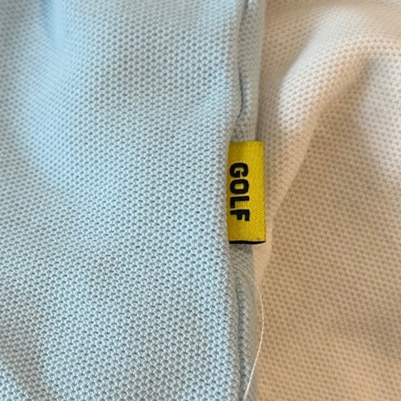 Men's GOLF WANG Navy/Sky Blue/White Ripple Knit Polo Shirt - Size XL - Picture 11 of 13